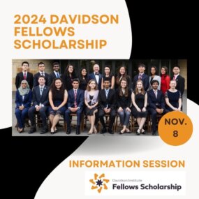 With the 2024 Davidson Fellows Scholarship application opening in the next few weeks, we invite you to join us for a Davidson Fellows Scholarship Information Session taking place on Wednesday, November 8th, 2023 at 4:00pm Pacific Time.

This hour long information session provides attendees the opportunity to hear more about the elements of the Davidson Fellows scholarship. The event will include a presentation on eligibility, scholarship categories, rules and regulation, and how to apply. Attendees will have the opportunity to ask questions after the presentation. 

Learn more and register in link in bio!